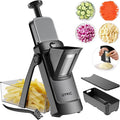 QYKIC 2026 Upgrade Safe Mandoline Slicer,Vegetable Chopper,Potato Slicer, Onion Chopper with Drain Basket Storage Container, Cheese Grater Kitchen Chopping Artifact (Black)