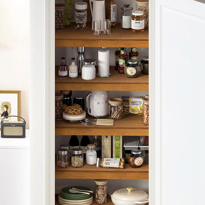 Gashell Wire Shelf Covers, Bamboo Wire Rack Covers for Pantry, Closet (4pcs, 34" W x 16" D)
