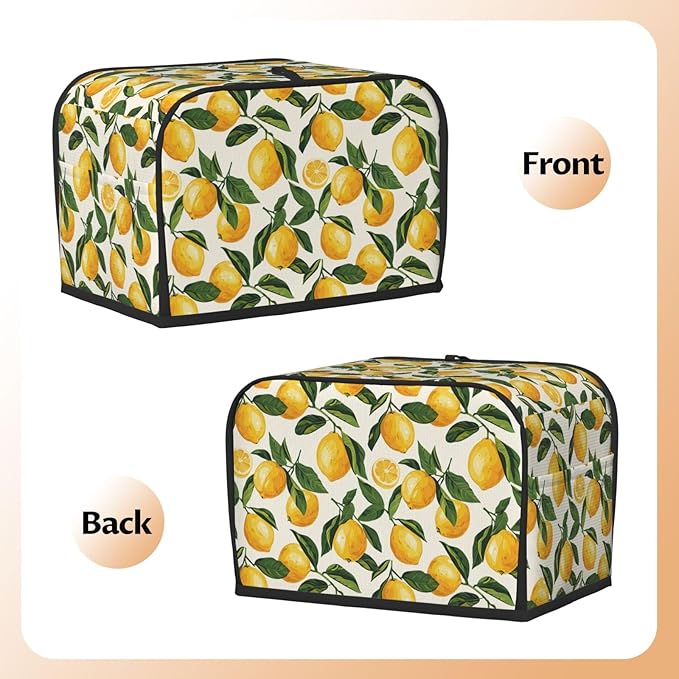 Toaster Cover 2 Slice Lemon Fruit Watercolor Kitchen Small Appliance Covers with Pockets Dust and Fingerprint Protection