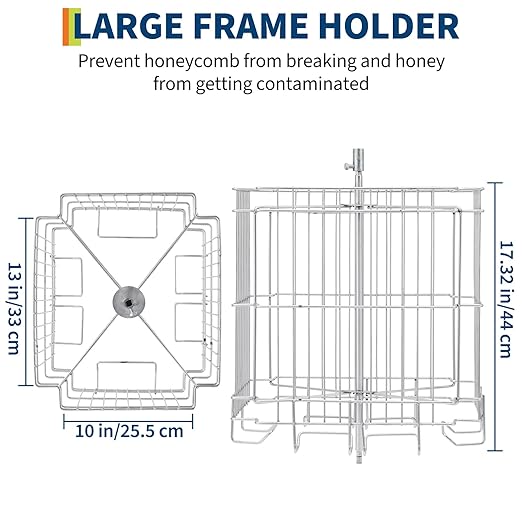 2/4 Frame Honey Extractor, Larger Size Than Standard 2/4 Frame Models, Manual Stainless Steel Beekeeping Equipment with Transparent Lid & Adjustable Stand for Home Apiary