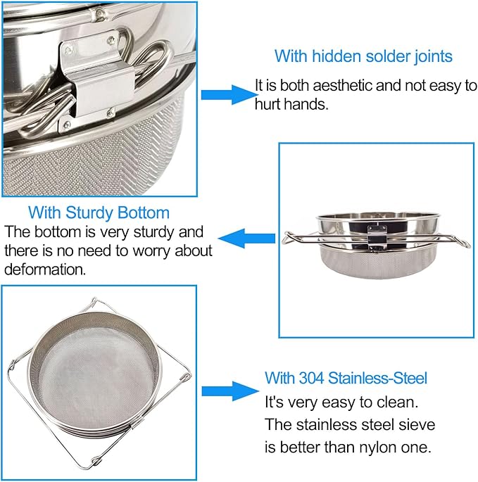 Stainless Steel Double Sieve Honey Strainer Filter for 5 Gallon Buckets Honey Extractor Equipment