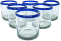 Cobalt Blue Rim 8 oz DOF Rock Glasses (set of 6), Recycled Glass, Lead-free, Toxin-Free (DOF Rocks)