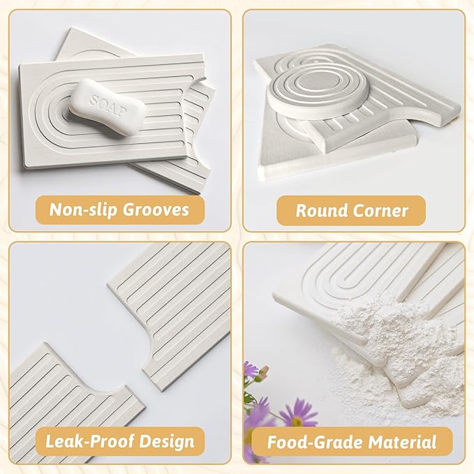 18'' Wider New Upgrade Faucet Mat for Kitchen Sink with U-Shape Hole, Super Fast Drying Diatomite Stone Mat, Sink Splash Guard Draining Mat around Faucet for Island Countertops, Perfect Gift, Ash Grey