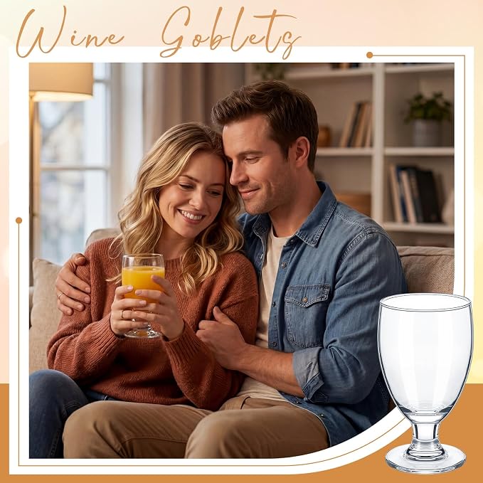 Patelai Set of 1 Water Goblet, 10.5 oz Clear Drinking Glasses Bulk Dishwasher Safe, Stemmed Water Glass for Juice Wine Beer Tea Sangria Cold Beverages, Reusable Glassware for Home Party Restaurant