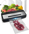 VEVOR Vacuum Sealer Machine, 80Kpa 120W Powerful Compact Food Sealer, 7-in-1 Multi-Functional Food Vacuum Sealer, Automatic Air Sealing System with Built-in Cutter with 10 Vacuum Bags & 1 Bag Roll