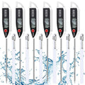 Copkim 6 Set Waterproof Food Thermometer for Water, Liquid, Candle and Cooking Digital Meat Thermometer with Long Probe Instant Read for Kitchen BBQ Grill Candy (White)