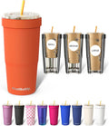Frost Buddy Togo Buddy | 30 oz Stainless Steel Vacuum Insulated Tumbler | To Go Coffee Cup – Iced Coffee Cups, Iced Coffee Sleeve, Travel Mug, Thermal Cup for Hot & Cold Drinks, Dunkin Cup (Orange)