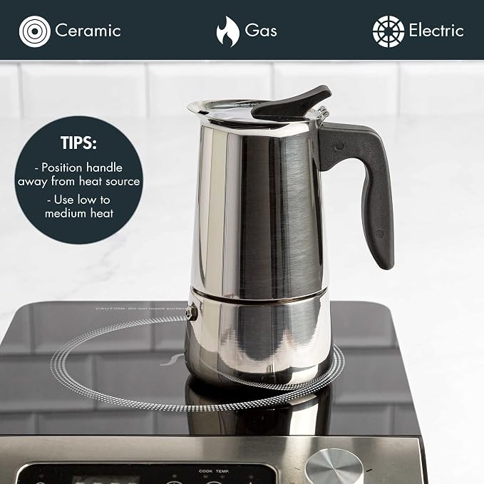 Primula 6 Cup Stovetop Espresso Coffee Maker, Stainless Steel (PES-4606)