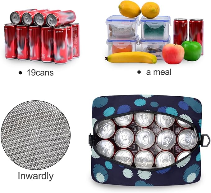 Polka Dot Insulated Lunch Bag Reusable Lunch Tote Bag Cooler Bag for Women Men Adult Lunch Box with Adjustable Shoulder Strap Leakproof Lunch Bag for Work School Picnic Camping