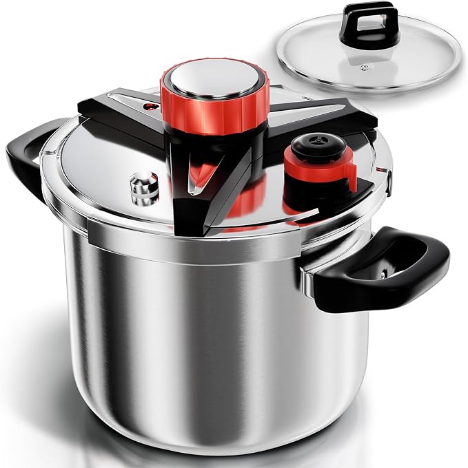 WantJoin 8Qt Pressure Cooker - 3-In-1 Stainless Steel Pressure Canner Compatible with Gas & Induction Cooker,Protective Devices,Canner Rack Included