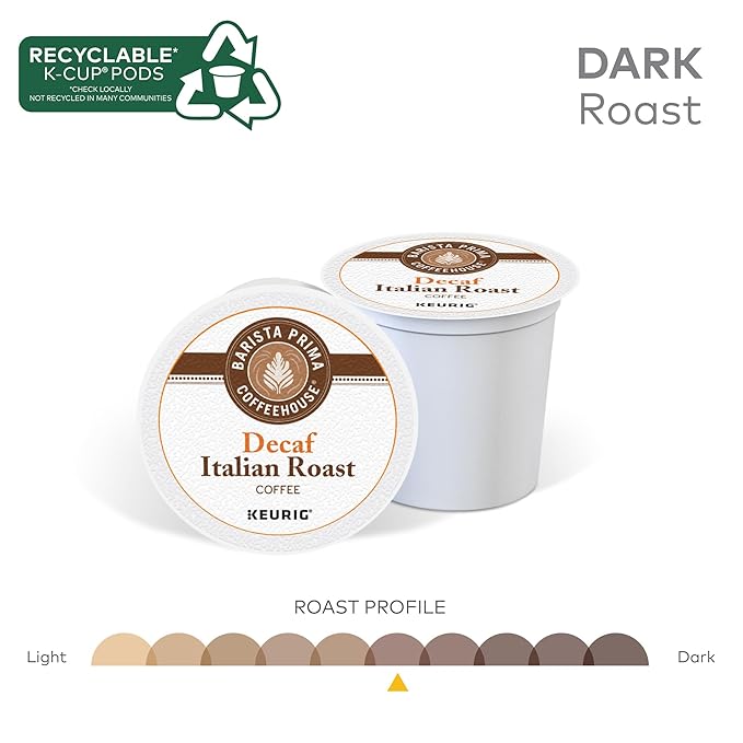 Barista Prima Coffeehouse, Italian Roast Decaf Keurig Single Serve K-Cup Pods, 96 count