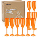 XUWAIDSGN Acrylic Champagne Flutes Toasting Glasses Unbreakable Mimosa Bar Reusable Wine Glasses Vintage Champagne Flutes Stemmed Drinking Cups 5.4 OZ for Christmas Birthday (10, Orange)