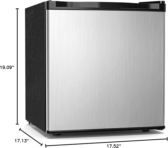 Antarctic Star 1.7 Cu.Ft Compact Refrigerator with Freezer,Adjustable Thermostat,Removable Glass Shelf,Single Reversible Door Mini Fridge for Bedroom,Office,Dorm,Silver