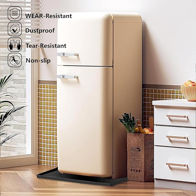 Water Cooler Mat, 24x16 Inch Silicone Drip Tray with Raised Edge, Non-Slip Appliance Protector Pad for Hardwood Floors & Carpets, Kitchen, Pet Feeding Area, Door Entry - Easy Clean (Black)