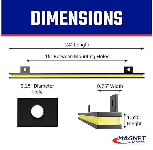 Master Magnetics 24" Magnetic Bar Tool Organizer - Easy to Install Magnet Storage Holder for House, Garage, Shed, or Job Site - Black Powder Coat