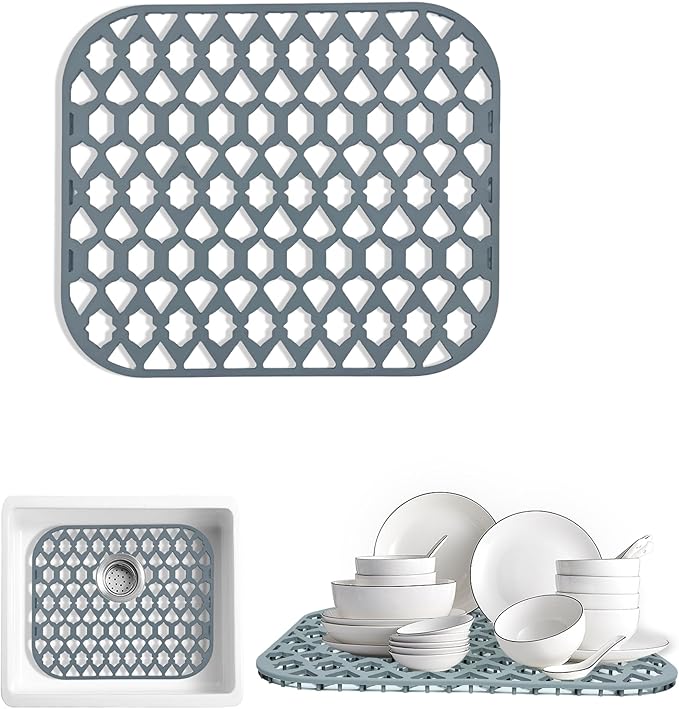 SAMSIER Silicone Sink Protectors Mats (13x11 & 14x12 & 16x12 & 18x16 & 19x14 & 21x16 & 22x13 & 25x16 & 26x14 & 28x14 & 30x16) for Bottom of Kitchen Sink (18”x15.7”)