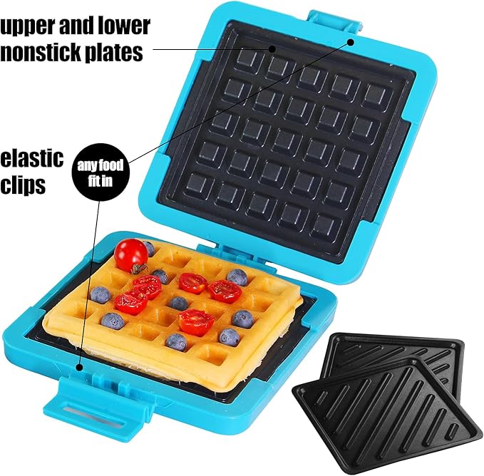 MKYSAIL Toaster,Microwave Toaster, Sandwich Maker, Waffle Maker, Panini Maker, Dishwasher Safe,NO Electricity,Wireless,Time Saving,Fast (Blue, Microwave Sandwich and Waffle Maker)