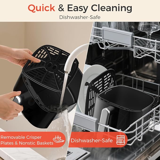 OSTBA 4.5QT Air Fryer, LED Touch Screen, 6 Presets, Fast Oil-Free Cooking, Adjustable Temp & Timer, Dishwasher Safe Nonstick Basket, Compact Family Size