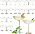 LemonRoad 24 Pcs Detachable Martini Glasses 9oz Disposable Plastic Coupe Cocktail Dessert Glassware Set for Champagne Wine Wedding Birthday Holiday Party Supplies (Transparent Gold Powder)