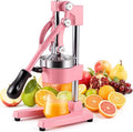 CO-Z Manual Citrus Juicer, Heavy-Duty Manual Juicer with Conical & Flat Pressure Plates, Professional Lemon Squeezer for Orange Pom Lime Lemon Juice, Dishwasher Safe Juice Press, Pink