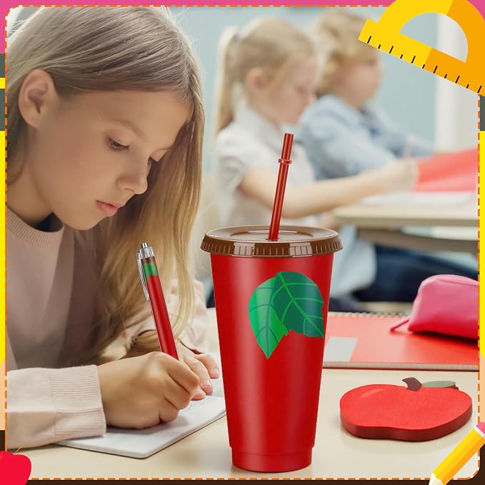 Honeydak 24 Set Back to School Teacher Gift Bulk Teachers Appreciation Gifts in Bulk 24oz Teacher Tumbler Cute Composition Notebook Sticky Note Ballpoint Pen for Mentor Lecturer Educator