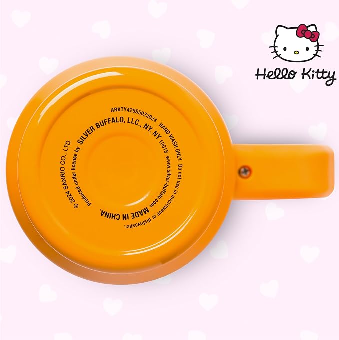 Silver Buffalo Sanrio Hello Kitty Halloween Jack-O-Lantern Double Walled Stainless Steel Tumbler with Handle and Straw, Fits in Standard Cup Holder, 40 Ounces