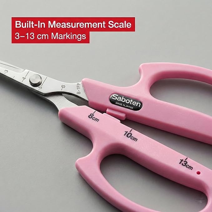 Saboten Stainless Steel Straight Blade Trimming Scissors Pink PT-12 160mm Precision Gardening Bonsai and Floral Shears Made in Japan