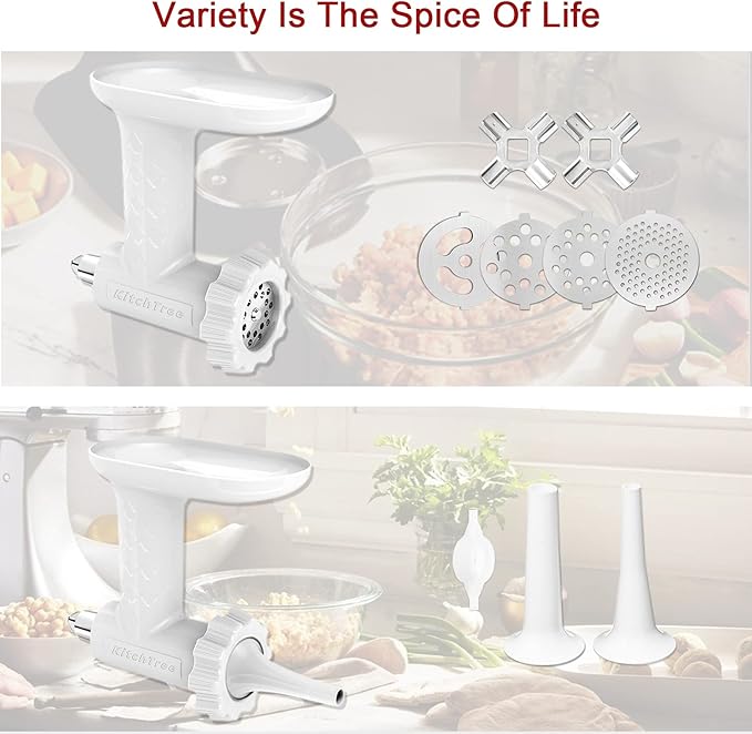 KitchTree Attachment For KitchenAid Stand Mixer, Meat Grinder Attachment, Grey