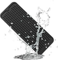 ZLR Silicone Sponge Holder & Sink Caddy Tray (6" x 17") - Narrow Dish Drying Mat for Kitchen Counter - Waterproof Soap Dispenser Organizer, Non-Slip Bathroom Vanity Tray (Black)