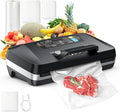 95kpa Vacuum Sealer, Commercial Fully Automatic Food Sealer, Powerful Sealing System, Double Heat Seal, Built-in Cutter and Bag Storage, 1 Roll Bag and 10 Precut Bags