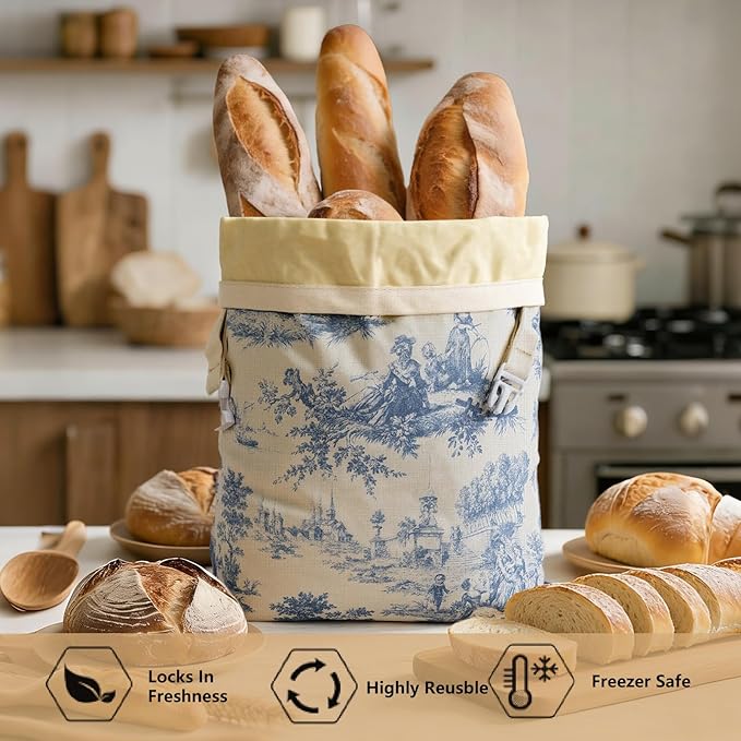 Reusable Beeswax Bread Bags for Homemade Bread & Sourdough, 2-Pack XL Airtight Food Storage Bags, Organic Cotton Linen Covers - Freezer-Friendly Freshness Preservation Keeps Fresh Longer