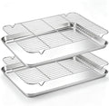 Onader Half Baking Sheet Pan with Rack Set, 18x13 Inch Stainless Steel Cookie Sheet with Cooling Rack, Nonstick Baking Pan for Oven, Nonstick & Rust Proof, 2 Pans + 2 Racks