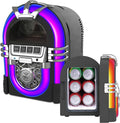 PROSCAN 6-Can Mini Personal Fridge Cooler, Built In Portable Speaker Jukebox Design – Home, Office or Dorm, Bluetooth Beverage Cooler with Removable Shelf – AC and Car Dual Power Cords