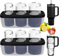 2pc Tumbler Ice Tray for Stanley/Yeti/Simple Modern etc. 30-40oz Tumblers, Silicone Ice Cube Tray for Tumblers with Bin and Lid, Black