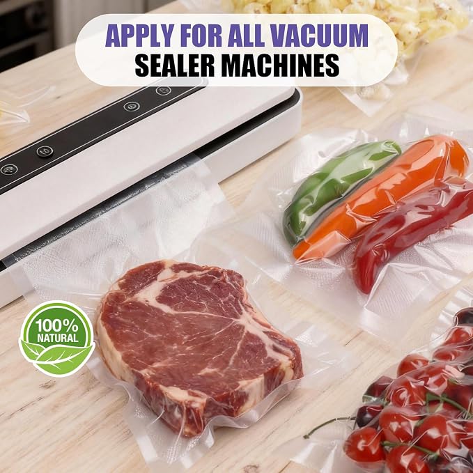CAREGY Vacuum Sealer Bags 200 Quart 8" x 12" with BPA Free for Food Storage Meal Prep or Sous Vide