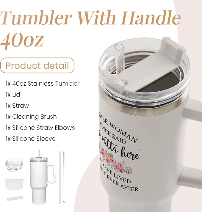 SANDJEST Retirement Tumbler 40oz Stainless Steel with Handle and Straw - Happy Retirement Gift for Coworkers & Colleagues