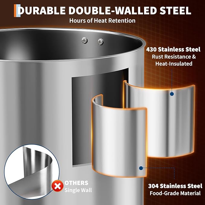 110 Cup Commercial Coffee Urn, 16L/4.2 Gal Large Capacity Stainless Steel Coffee Maker, Double-Wall Insulated Thermal Carafe for Wedding, Catering, Buffet, Events & Party Gatherings