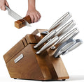 KnifeSaga Kitchen Knife Set with Block and Detachable Sharpener | 8-Piece High Carbon Stainless Steel Knife Block Set, Fully Forged Blades & Compact Design