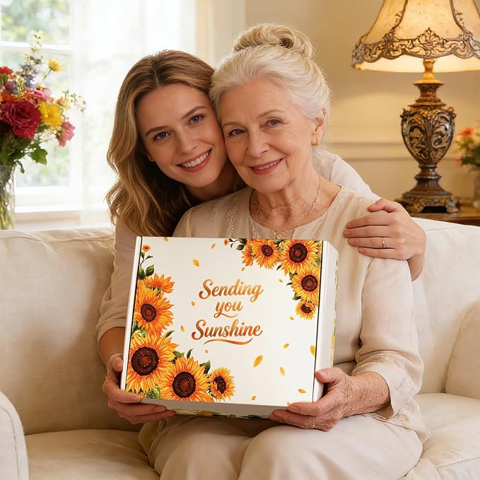 Sunflower Gifts Tote Bag Gift Set for Womens Self Care Gift - Birthday Gifts Box for Women Mom Wife Sister Daughter Friend Coworker, Sunflower Gifts Basket Sunshine Gift Box Care Package for Women Her