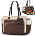 LOVEVOOK Lunch Tote Bag for Women, Insulated Lunch Bag with Laptop Compartment, Large Capacity Teacher Nurse Bag for Work Daily with Large Cup Holder Water Resistant, Coffee-Apricot-Black, 15.6 Inch