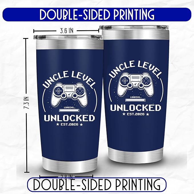 Uncle Level Unlocked Tumbler 20oz - Uncle Gifts Birthday Pregnancy Announcement Baby Gift for Promoted to Uncles 2026, You’re Going to Be an Unkie - Christmas, Father’s Day, Valentine Present