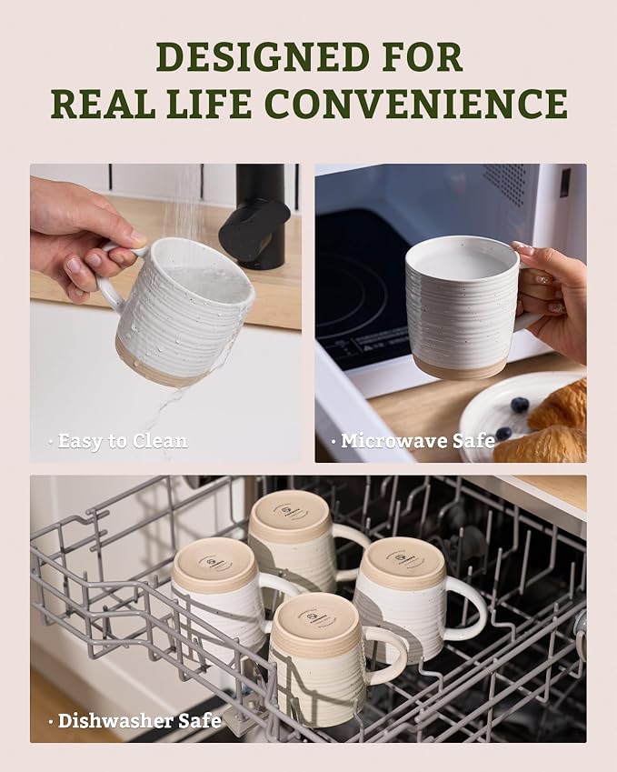 famiware Coffee Mugs Set of 8, 13 oz Mug Set, Ceramic Cup Set with Handle for Coffee, Tea, Cocoa, Milk, Constellation Series, White