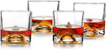 LIITON The Peaks Heavy Crystal Whiskey Glasses Gift Set of 4, Thick Freezable Bourbon Glass 1lb Each, Premium Whiskey Gifts for Men, Frozen Crystal Chills Cocktails, 10 oz