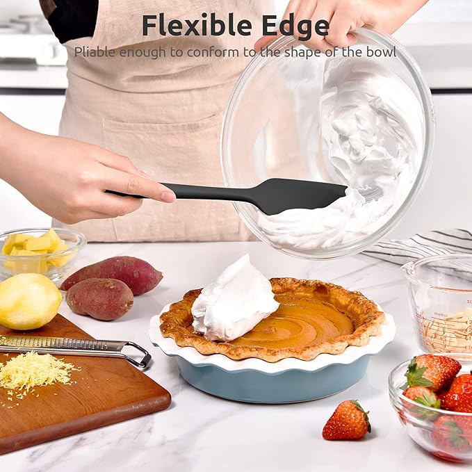 U-Taste 18/8 Stainless Steel Measuring Cups and Spoons Set of 10 Piece, Upgraded Thickness Handle(Black), U-Taste 600ºF Heat Resistant 11.38in Silicone Scraper (Black)