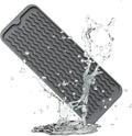 ZLR Silicone Sponge Holder & Sink Caddy Tray (6" x 17") - Narrow Dish Drying Mat for Kitchen Counter - Waterproof Soap Dispenser Organizer, Non-Slip Bathroom Vanity Tray (Dark Gray)