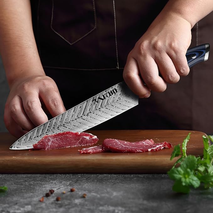 XITUO Damascus VG10 Steel Knife Set, 4-Piece Japanese Kitchen Knives with Ergonomic G10 Handle - Includes Chef, Santoku, Utility & Boning Knife, Ultra-Sharp Professional Cooking Tools