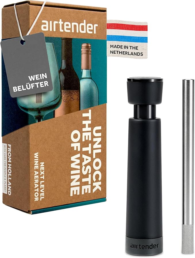 Airtender Stainless Steel Wine Aerator - Decant by The Glass in Seconds - Upgrade Your Wine - Gift Box