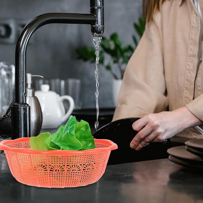 10Pcs Plastic Drain Basket Multifunctional Kitchen Strainer Bowl for Rice Fruit Vegetable Washing Easy to Clean for Home and Restaurant
