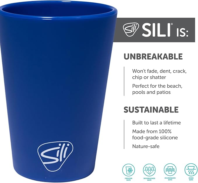 Silipint 1.5oz Silicone Shot Glasses – Pack of 2 Unbreakable, BPA-Free, Non-Toxic, Dishwasher & Freezer Safe Cups – Colored Shot Glasses for Cold Beverages, Cocktails, Travel, Party (Classic Blue)