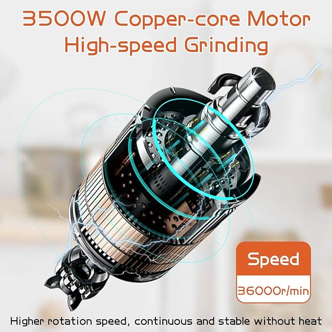 BI-DTOOL Electric Grain Mill Grinder 2000g Stainless Steel Pulverizer 36000r/min High-speed Grain Mill 3500W Dry Material Grinding Machine 270° swingable Superfine powder for Home and Commercial